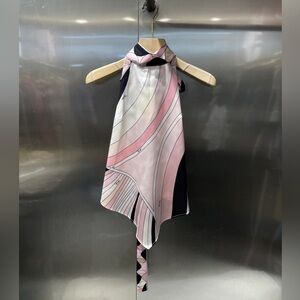 sachin and babi light blue dress Emilio Pucci Foulard-Print Silk Backless Halter Maxi Dress - Khaki/Fuxia main image 0